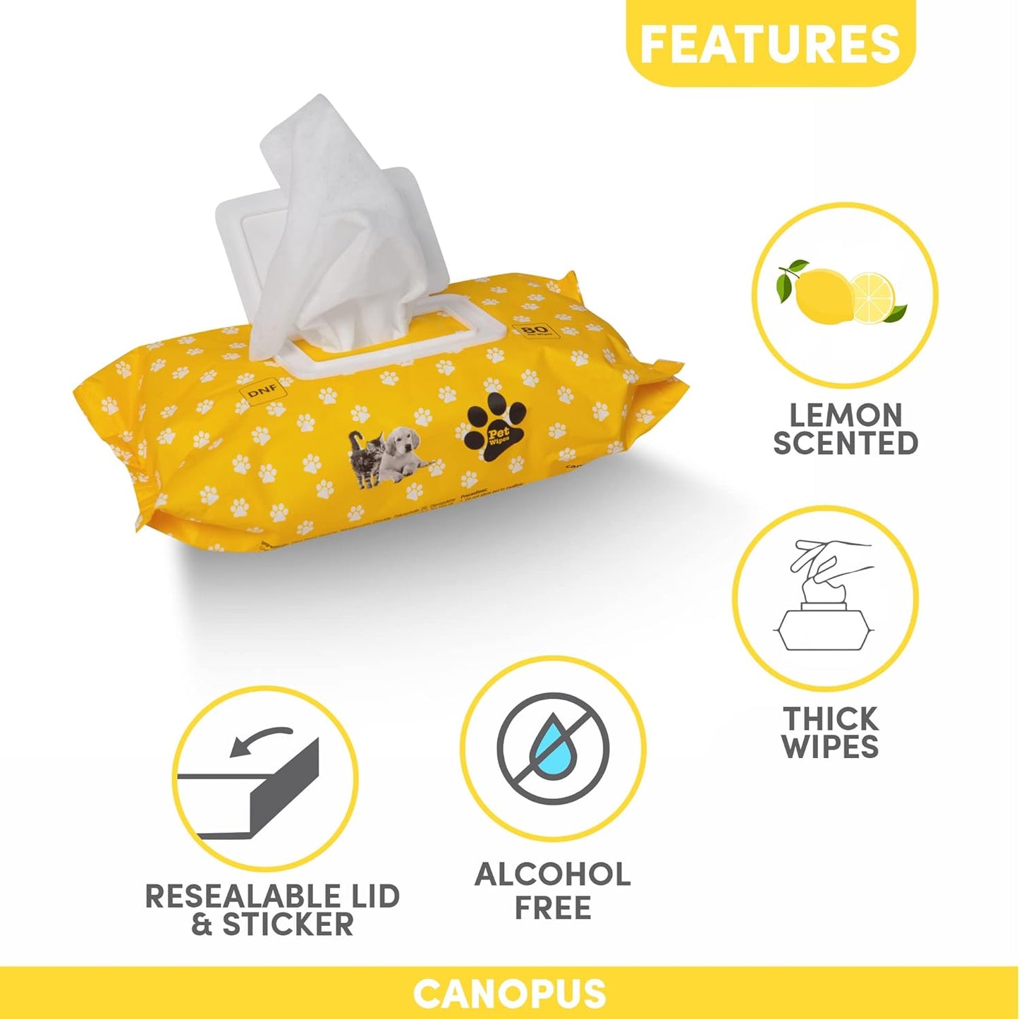 BarkButler x Canopus Alcohol Free Lemon Scented Pet Wipes