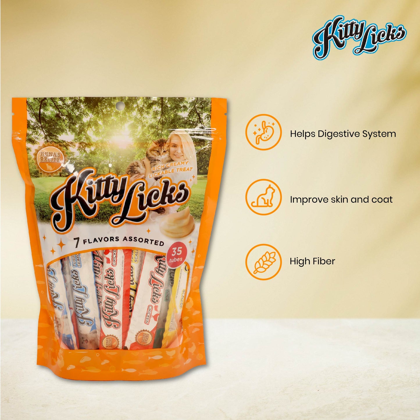 Kitty licks 7 in 1 Assorted Flavours, 35 Tubes