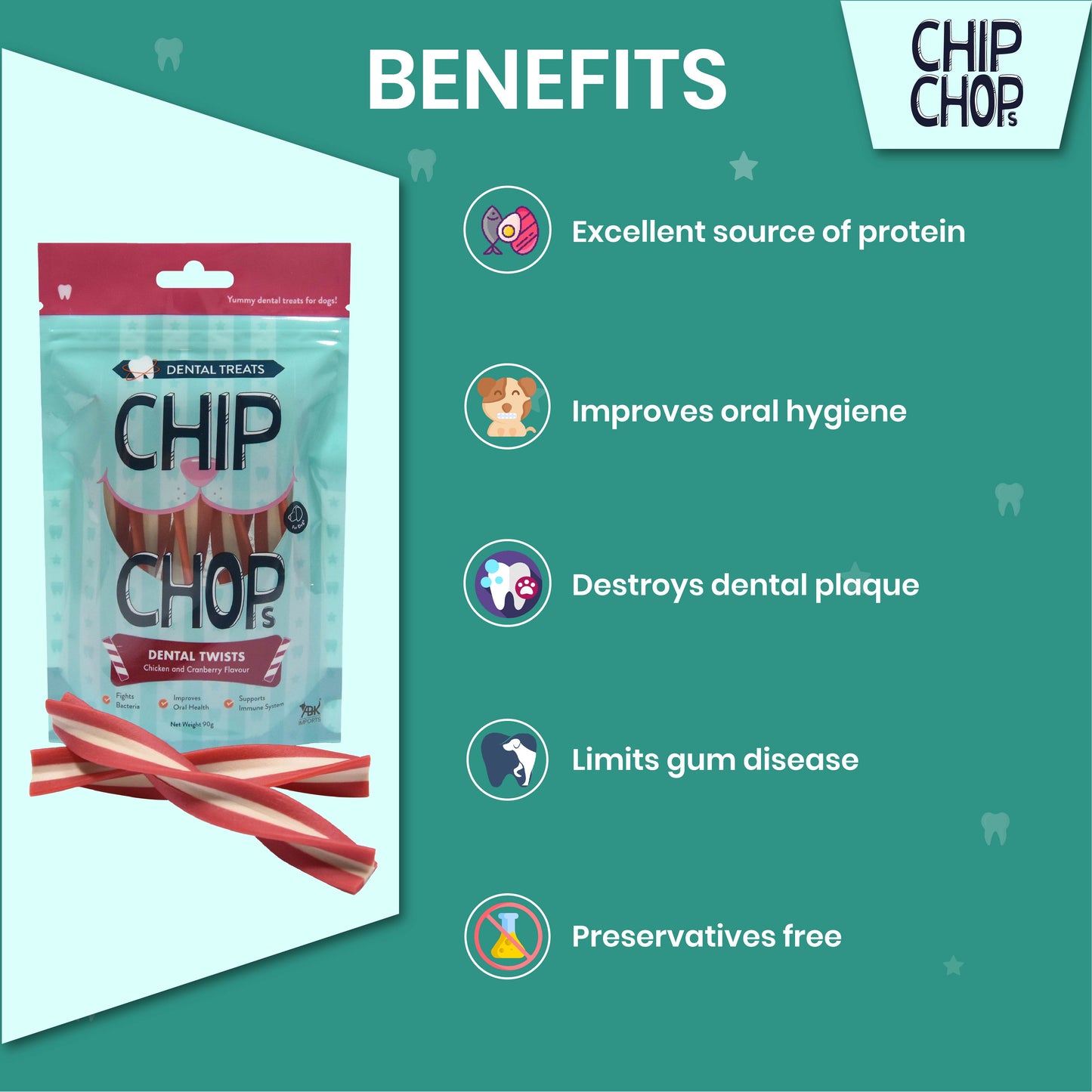 Chip Chops Dental Twist Chicken and Cranberry Flavour