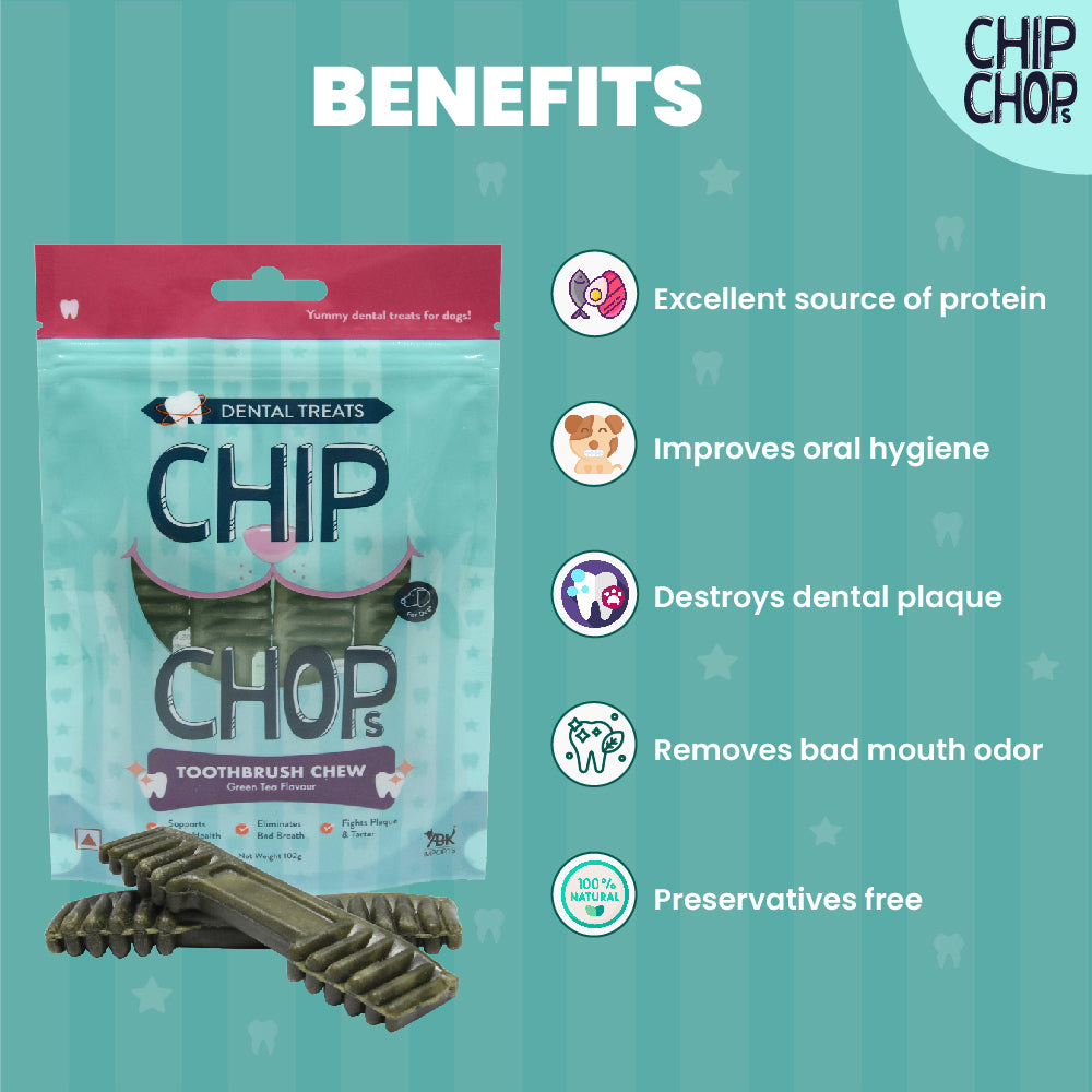 Chip Chops Toothbrush Chew Green Tea Flavor