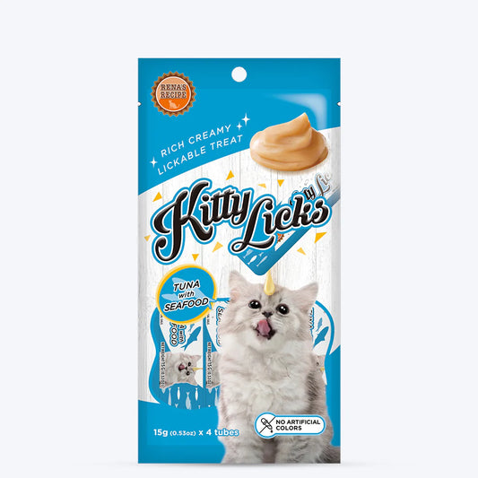 Kitty Licks Tuna with Seafood Flavor Pack of 4 Tubes